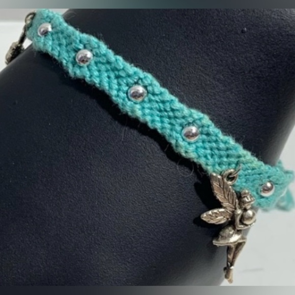 Hand crafted beaded with silver fairy charms macrame bracelet
